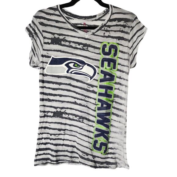 Seattle Seahawks baby tee graphic T-shirt XL Burnout Semi Sheer NFL 12th man Y2K - Picture 1 of 6